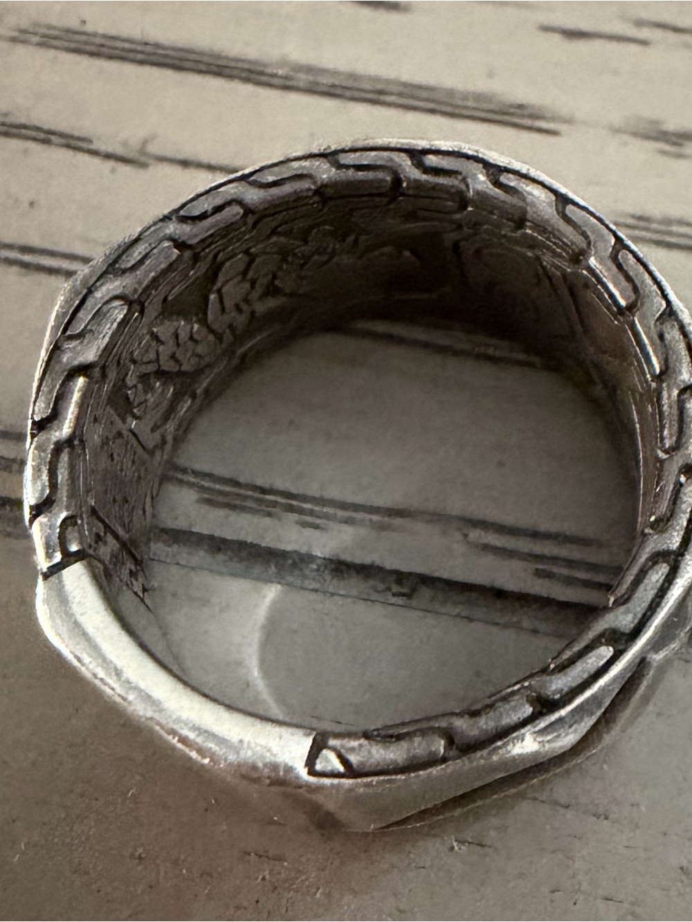 John Hardy Silver Textured Wide Band Ring Size 11 - Picture 9 of 14